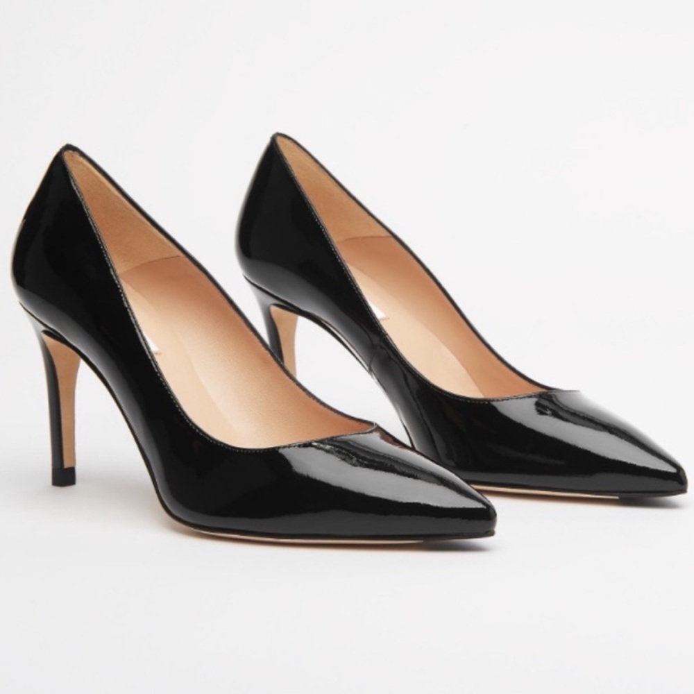 L.K. Bennett London Floret Black Patent Heels - 36 - 6 US